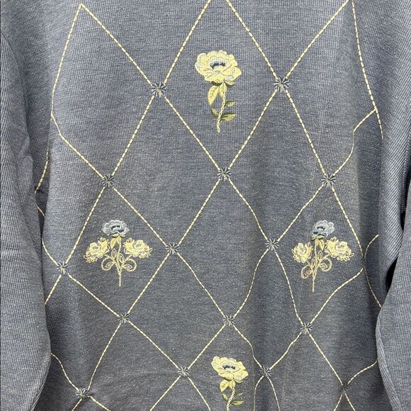 Vintage Tradition Country Collection Blue Floral print Sweater Sz XL - Picture 2 of 5